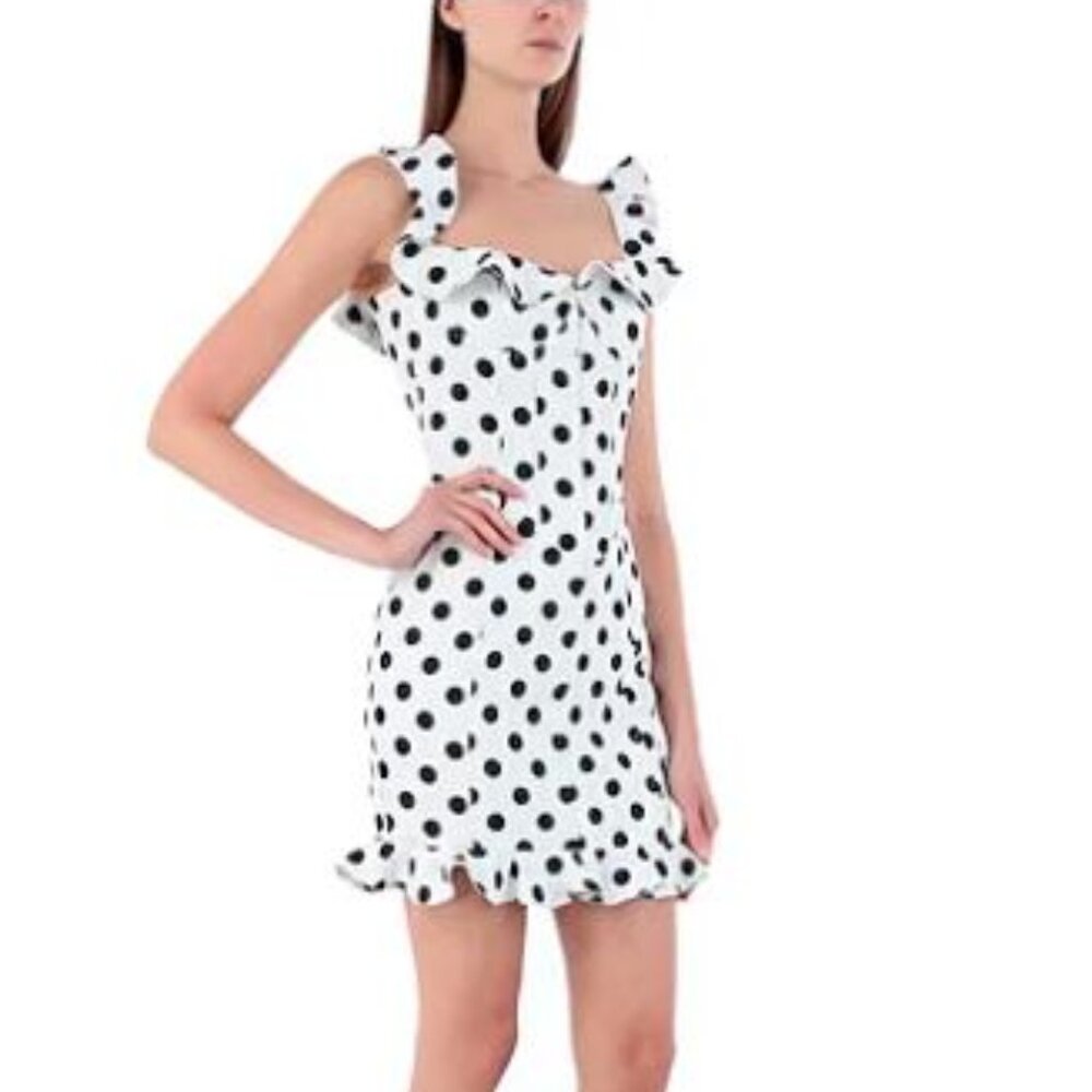 Lavish Alice polka dot corset dress with ruffle sleeves